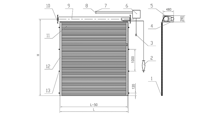 Steel fire rated roller shutter doors