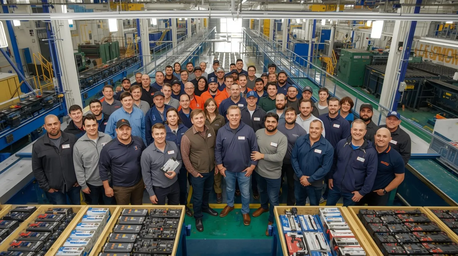 Factory workers and employees