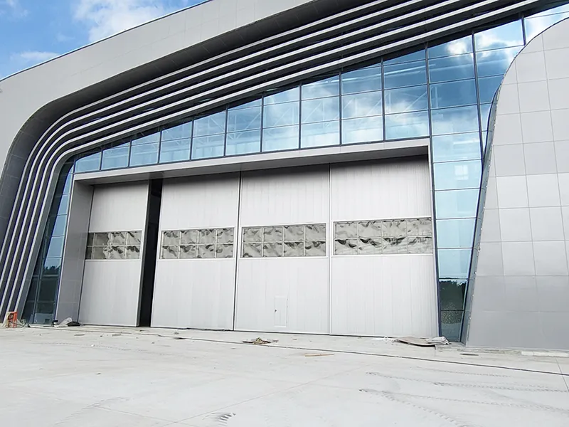 sliding hangar door with window